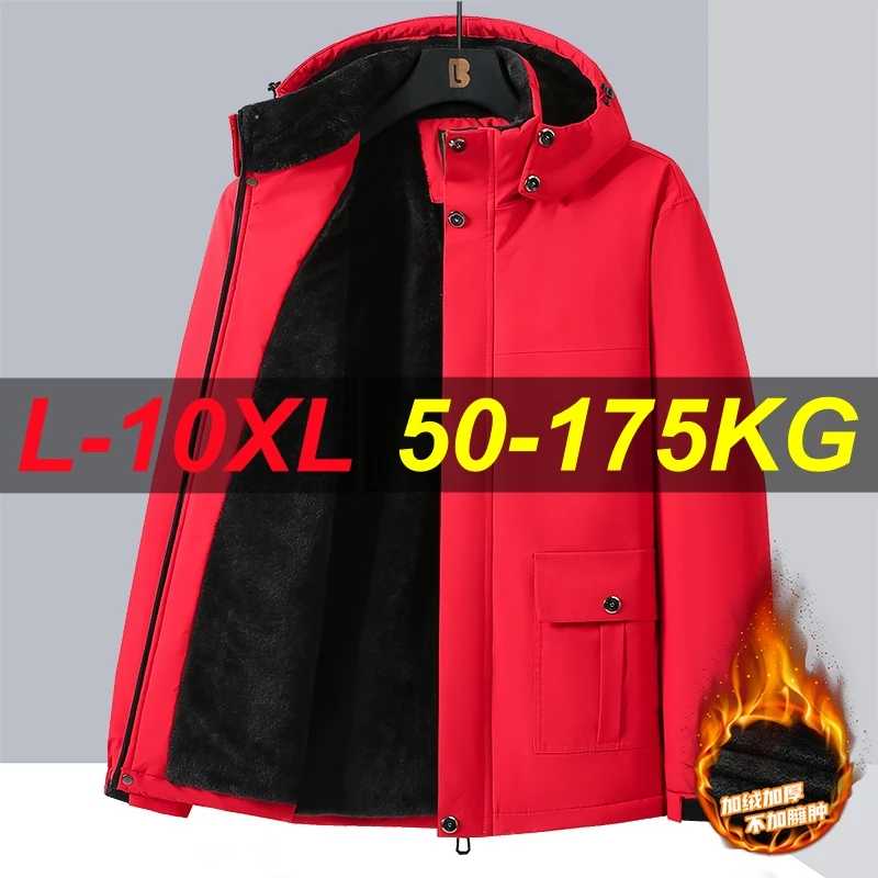 10xl 9xl зимние мужские парки флисовые водонепроницаемые теплые большие размеры 6XL 7XL 8XL большие утепленные куртки с капюшоном свободная ветровка Парки