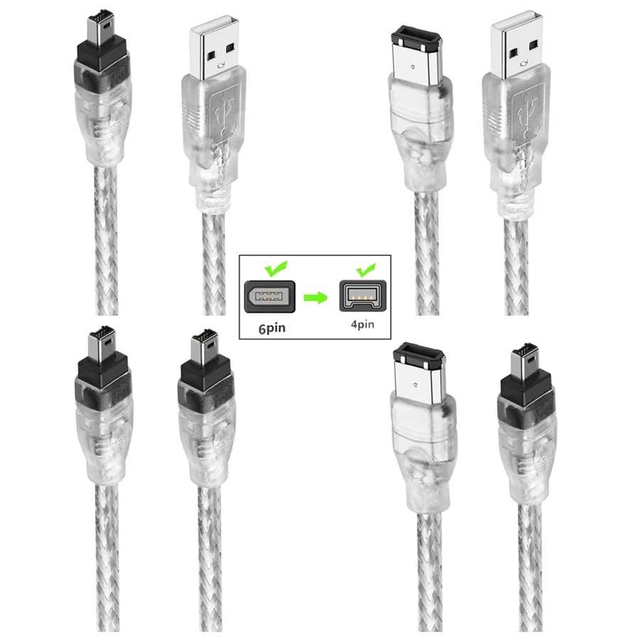 Firewire 1394 USB-4-контактный на 6-контактный кабель для передачи данных IEEE 1394 Соединительный кабель для камеры, видеокамеры, аксессуар для карты сбора данных DV Компьютерная периферия