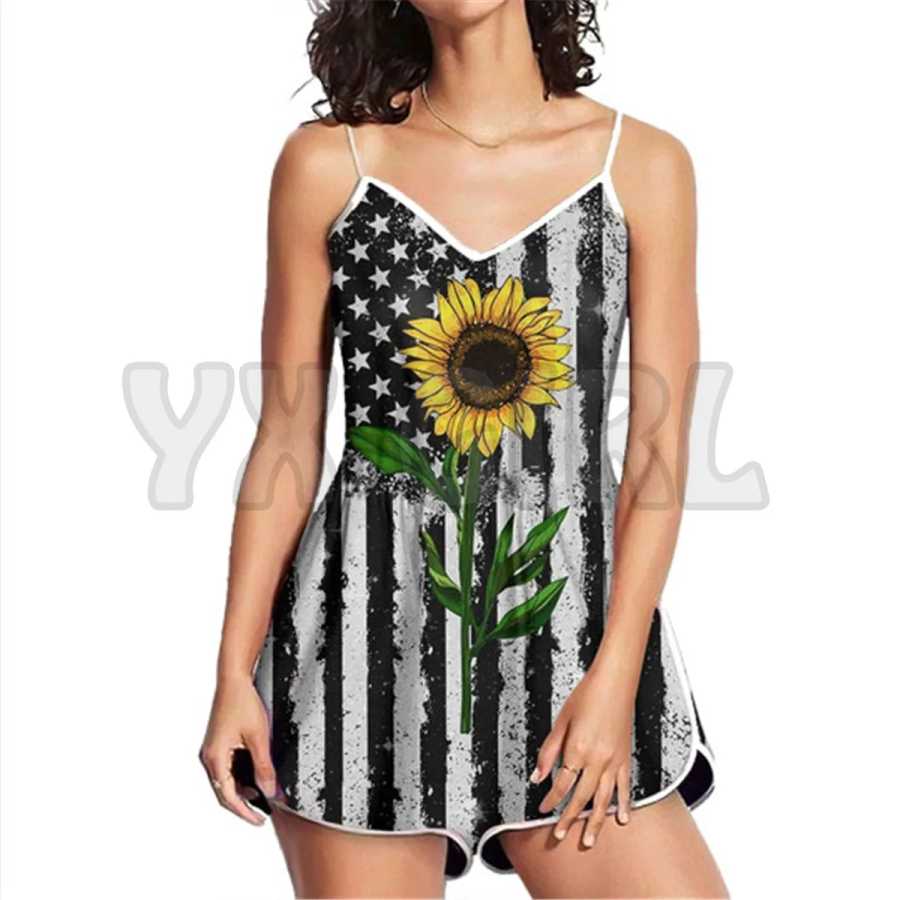 Фотография №5 товара YX GIRL Hippie Sunflower 3D Комбинезон с принтом по всей