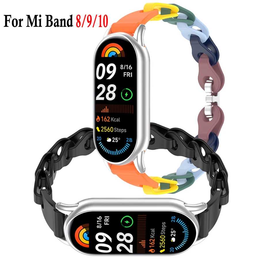 Полый ремешок для Xiaomi Mi Band 10 9 8, мягкий официальный силиконовый сменный ремешок для часов, браслет для Xiaomi Miband 8 9 10, ремешок 