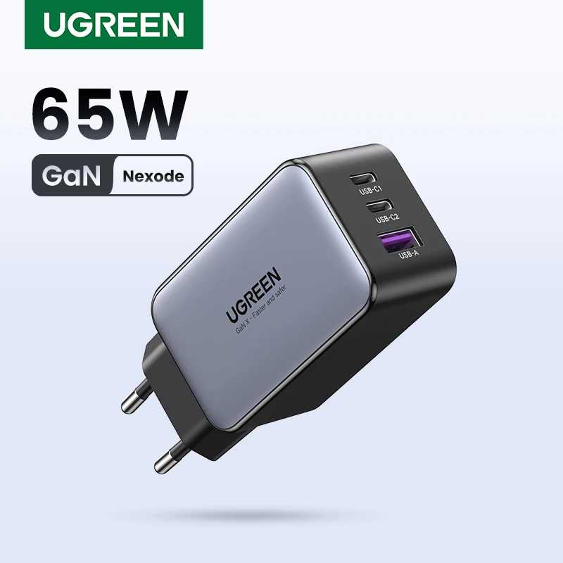 UGREEN 65W GaN зарядное устройство Quick Charge 4,0 3,0 Type C PD USB зарядное устройство для iPhone 12 13 Pro Max быстрое зарядное устройство для ноутбука PD зарядное устройство Аксессуары для мобильных телефонов