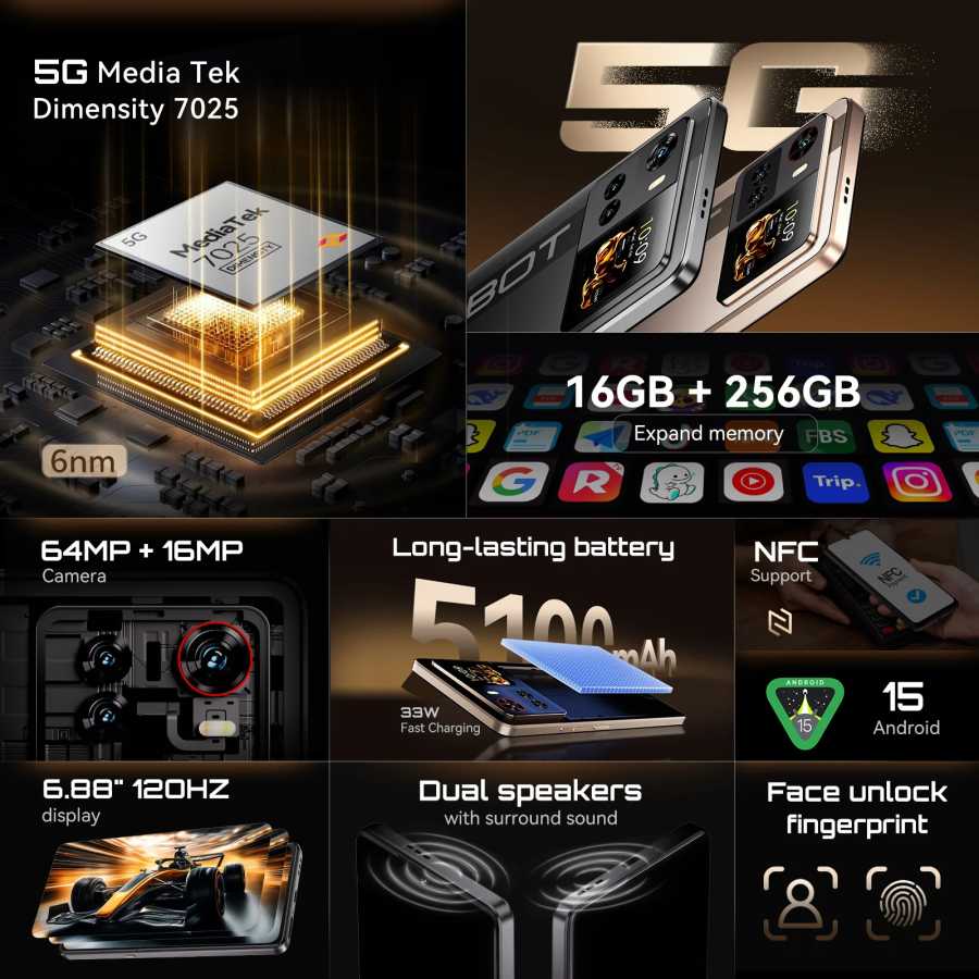Фотография №1 товара 5G Смартфон Cubot X100, Android 15, Dimensity 7025, 6 нм,