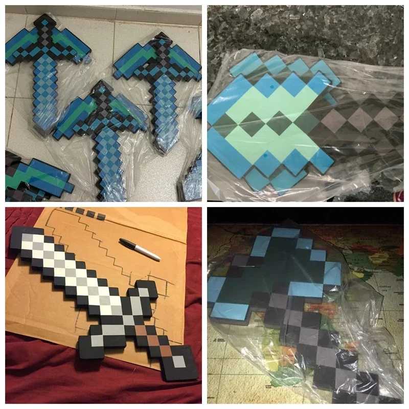 Фотография №4 товара Меч из пены Minecraft 30-45 см, синий, фиолетовый, серый топор,