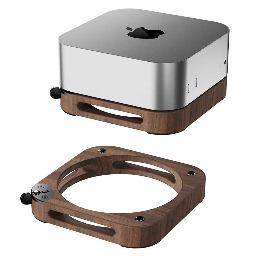 Для Mac Mini M4 2024, основание из орехового дерева, пылезащитная охлаждающая подставка, внешняя кнопка переключения, усиленная пылезащитная конструкция, аксессуары для ПК Аксессуары для ноутбуков