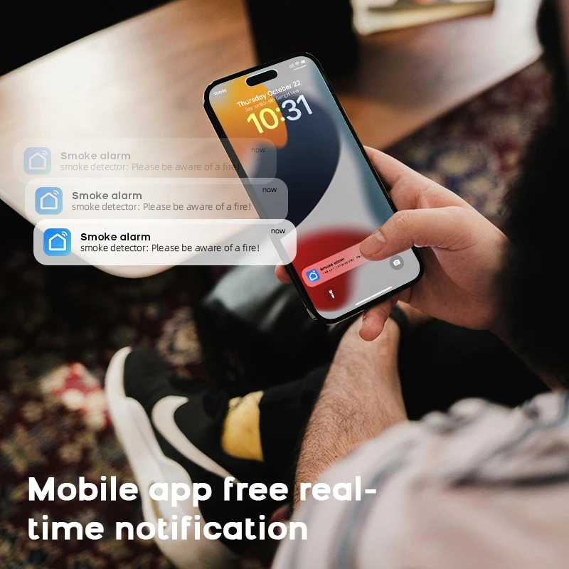 Фотография №2 товара Tuya Wi-Fi датчик дыма домашняя охранная сигнализация Smart Life приложение