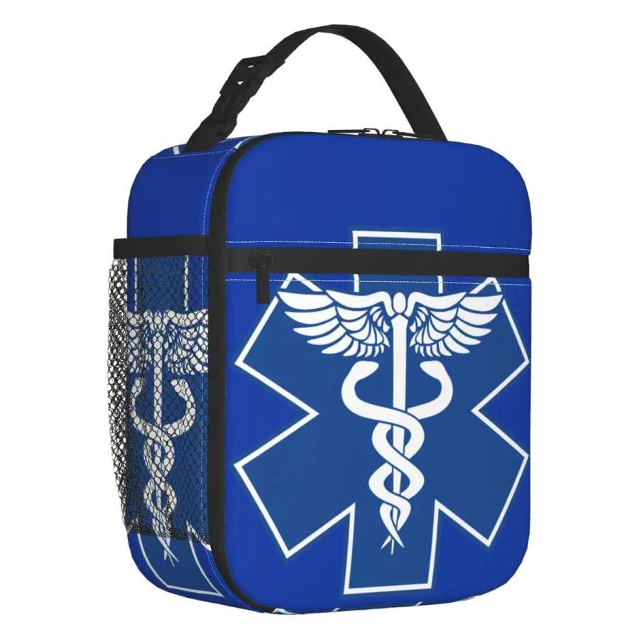 Голубая Изолированная обеденная сумка EMT с медицинским символом для кемпинга путешествия звезда жизни противоударный уход герметичный охладитель термическая коробка бенто Сумки специального назначения