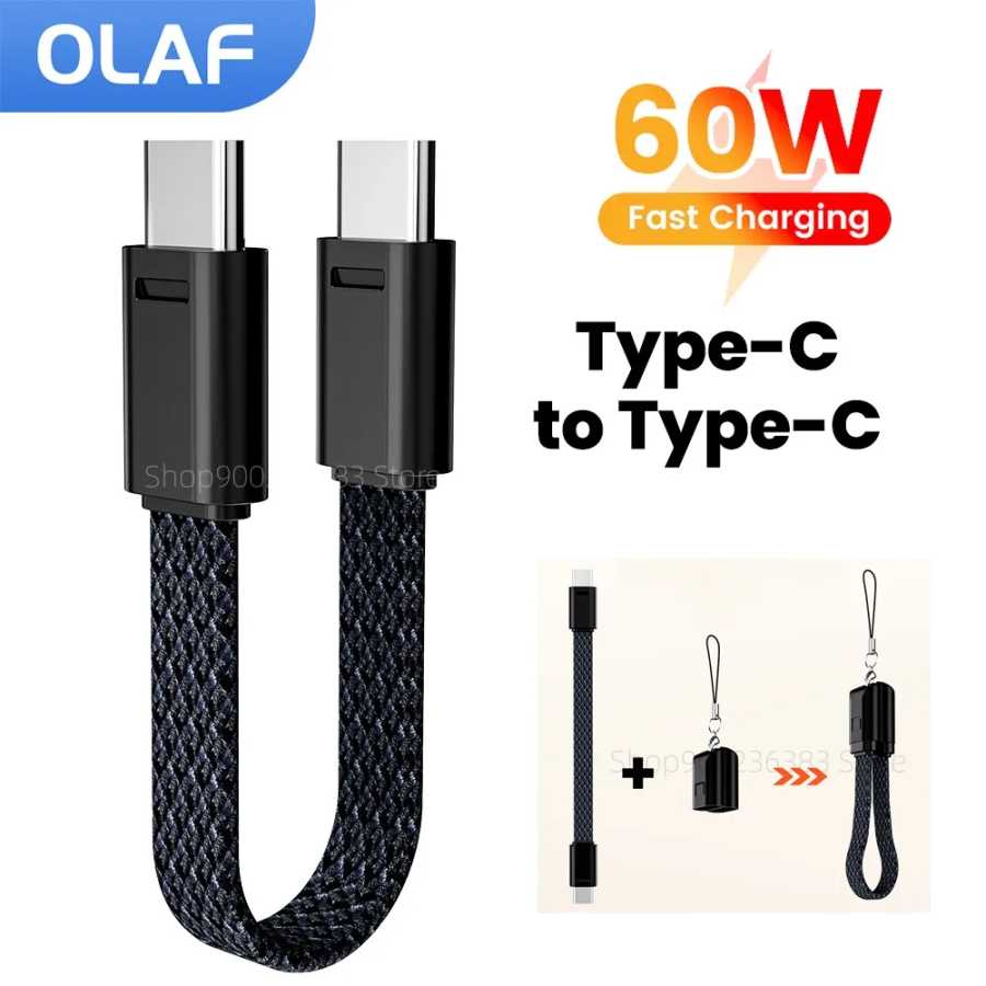 60 Вт 16,5 см короткий кабель типа C к USB C для быстрой зарядки типа C к кабелю передачи данных типа C для Xiaomi Samsung Huawei Power Bank Wire Аксессуары для мобильных телефонов