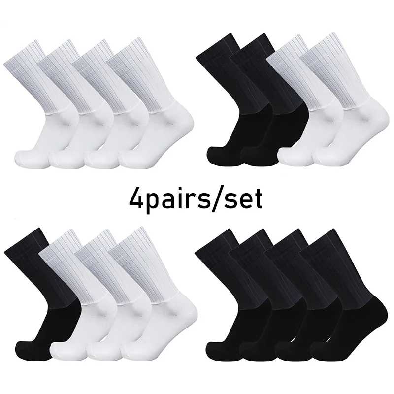 Носки, 4 пары/компл., Aero Pure Color, велосипедные силиконовые спортивные нескользящие профессиональные гоночные велосипедные носки, летние крутые Calcetines Ciclismo Спортивные аксессуары