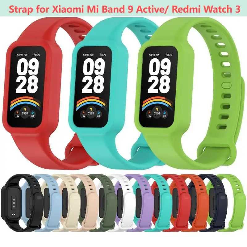 Официальный силиконовый ремешок для браслета для Xiaomi Smart Band 9 Active Redmi Band 3, ремешок для часов Mi Band 9 Active, аксессуары Умная электроника