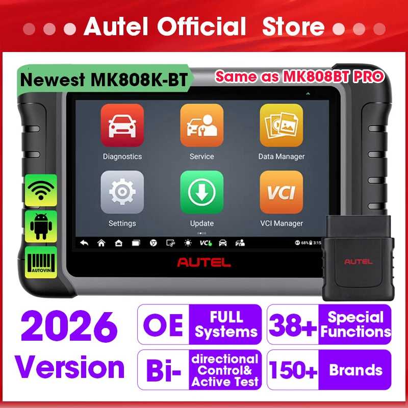 Автосканер Autel MaxiCOM MK808K-BT OBD2, диагностический инструмент для автомобилей, считыватель кодов MK808K BT OBD 2, кодирование ключей, активные тесты Инструмент для ремонта автомобилей