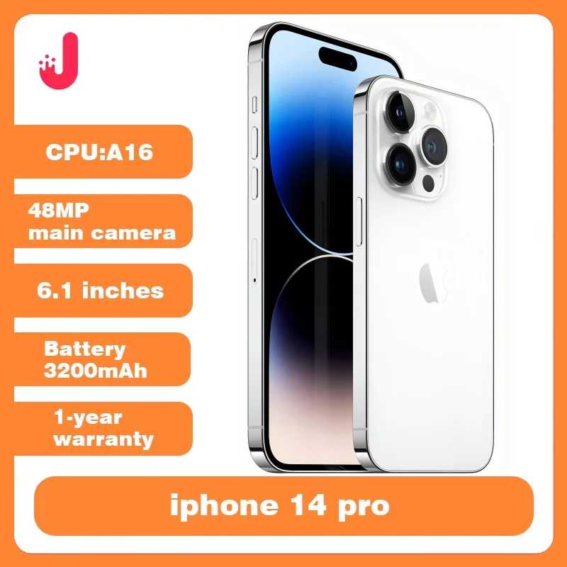 Apple iPhone 14 Pro Physical SIM NFC 128 ГБ/256 ГБ Оригинальная разблокировка ПЗУ 6 ГБ ОЗУ 6,7 "OLED-смартфон Face ID 5G Б/У сотовый телефон Б/У и восстановленные телефоны