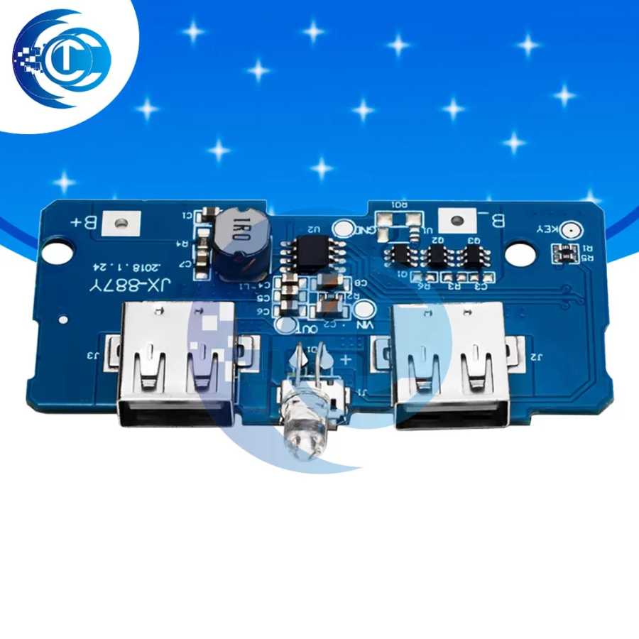 Модуль Power Bank с двумя USB-портами для аккумуляторов 18650, повышающий преобразователь напряжения 3.7В в 5В 2А, с LED-индикатором, плата для самостоятельной сборки литиевого зарядного устройства Активные компоненты