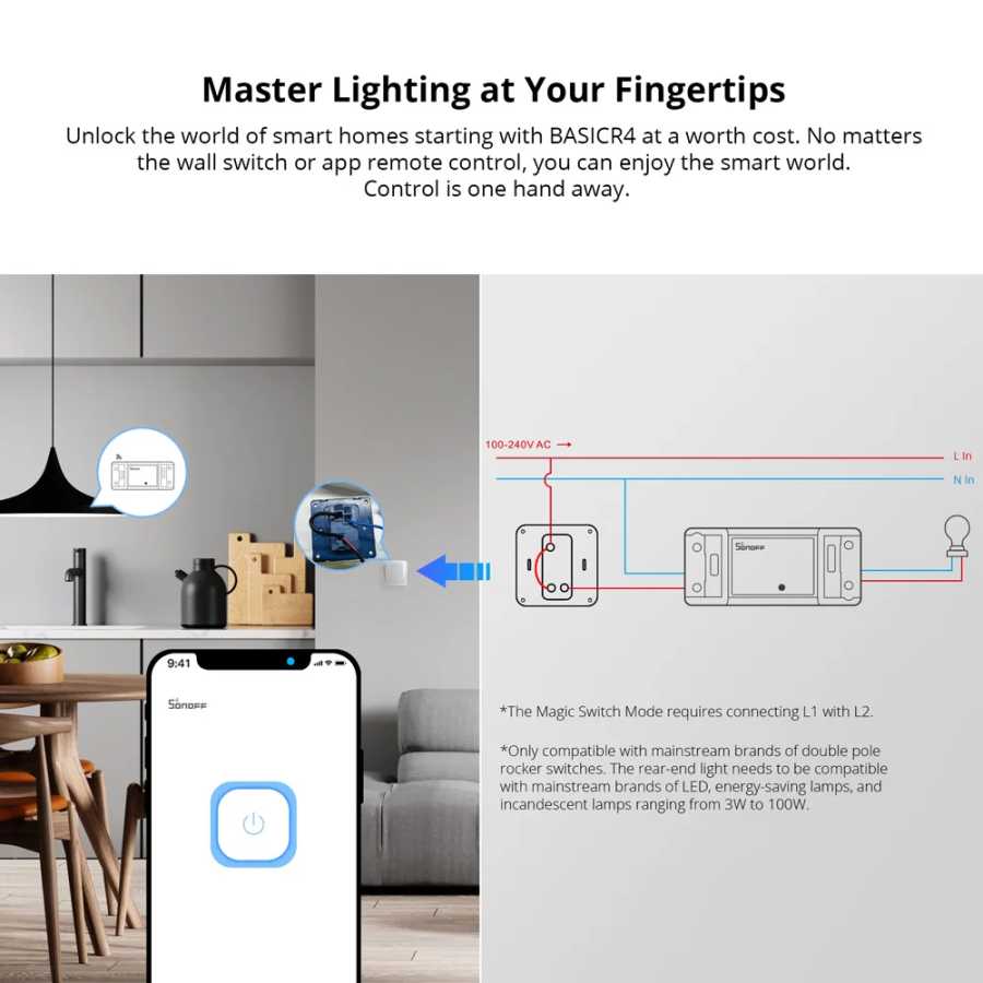 Фотография №1 товара 1-10 шт. SONOFF BASICR4 Wi-Fi умный переключатель ESP32 режим Magic