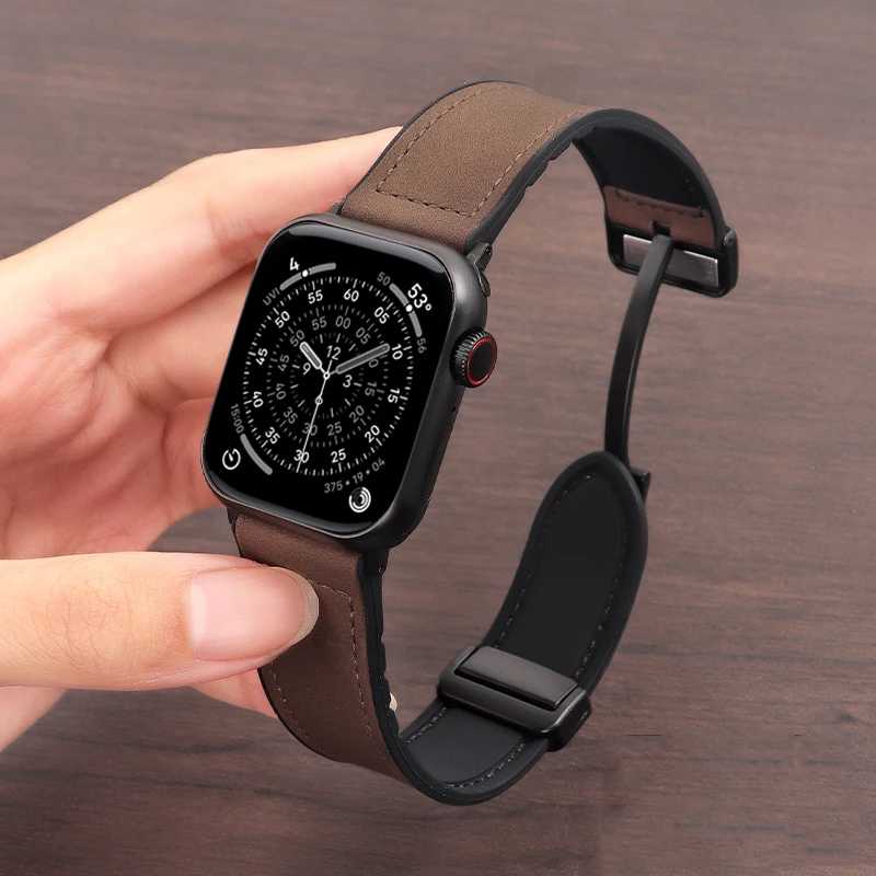 Ремешок из натуральной кожи для Apple Watch Band 11, 46 мм, 42 мм, 44 мм, 40 мм, 45 мм, 41 мм, браслет iWatch series 10 9 8 7 SE3 ultra 3 2 49 мм Аксессуары для часов