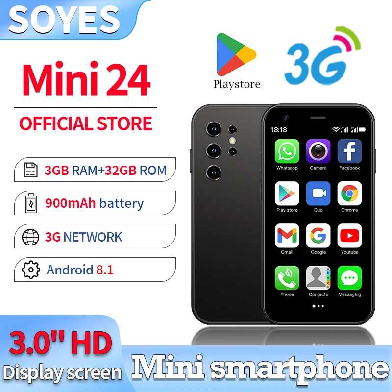 Милая маленькая ладонь! Смартфон ONEMYTH SOYES Mini 24 2025 с небольшим экраном, 3 + 32 ГБ, двойная SIM-карта, двойной режим ожидания, портативный резервный/модный подарок Мобильные телефоны