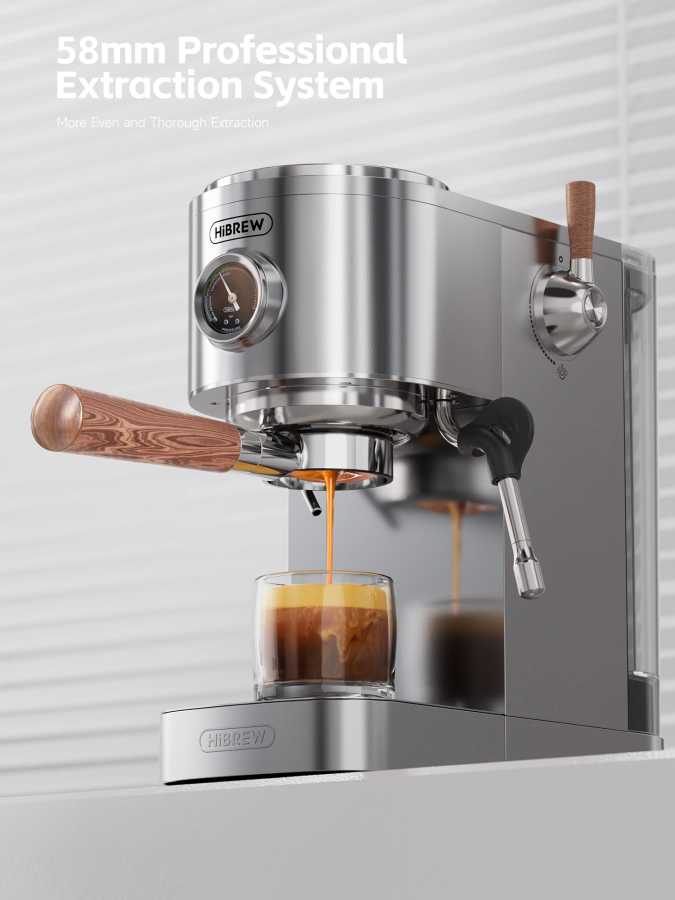 Фотография №5 товара Полуавтоматическая кофемашина HiBREW для эспрессо, приготовление американо одним нажатием, регулировка