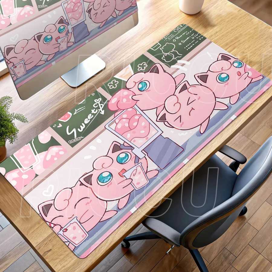 Милый розовый коврик для клавиатуры Clefairy, аниме-коврик для геймеров, коврик для мыши для ПК, коврик для мыши Ppokemon Jigglypuff, коврик для ноутбука, коврик для стола, коврик для мыши для киберспорта Компьютерная периферия