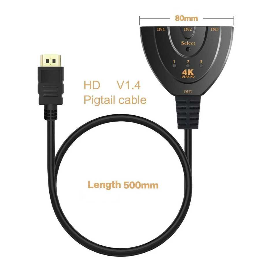 Фотография №4 товара HDMI-совместимый коммутатор 4K*2K 3D Mini с 3 портами 1.4b, 4K-переключатель-сплиттер