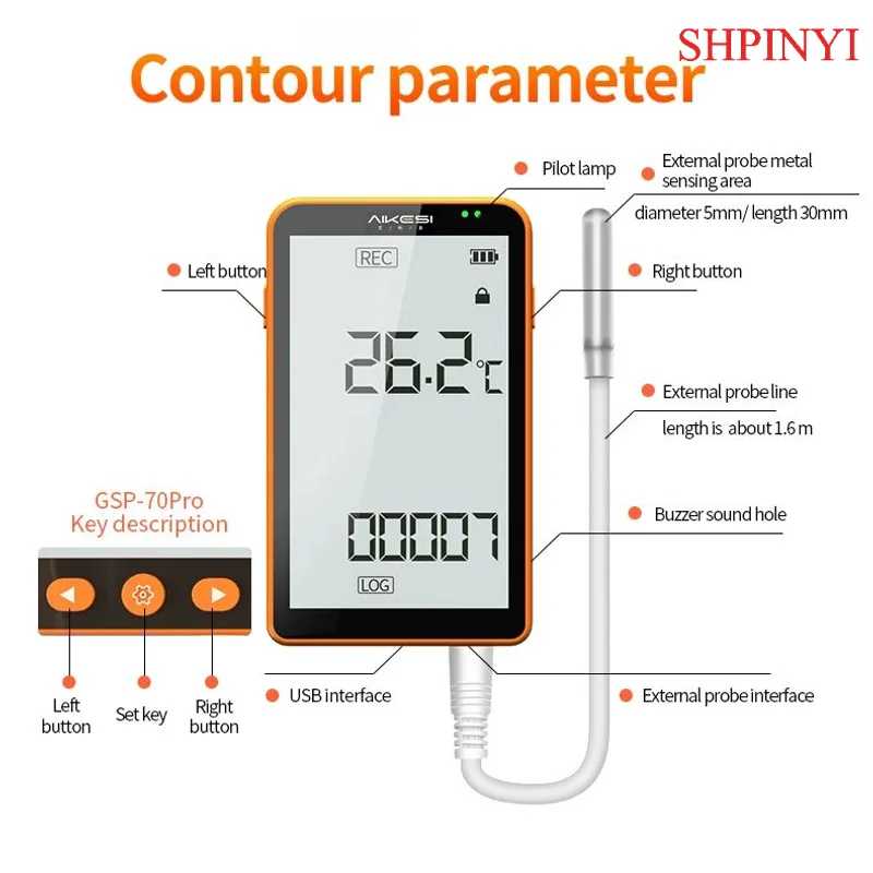 Фотография №1 товара Aikesi GSP-70Pro ЖК-регистратор данных, многоразовый USB-регистратор с отчетом в формате