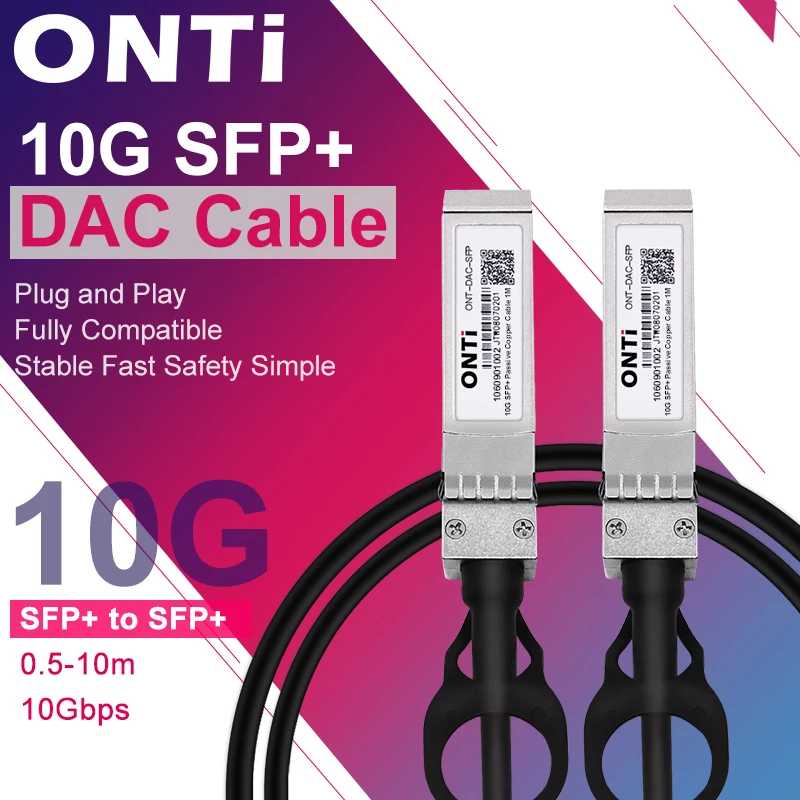 Кабель ONTi 10G SFP+ Twinax, пассивный кабель прямого крепления Copper (DAC), 0,5&ndash;7 м, совместимый с переключателем Cisco, MicroTik, HP, Intel... и т. д. Оборудование для связи