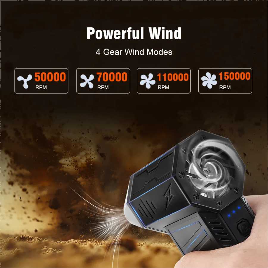 Фотография №2 товара Мощный портативный турбовентилятор X3Pro Mini (150000 об/мин) для сушки автомобилей/ПК/дома/в