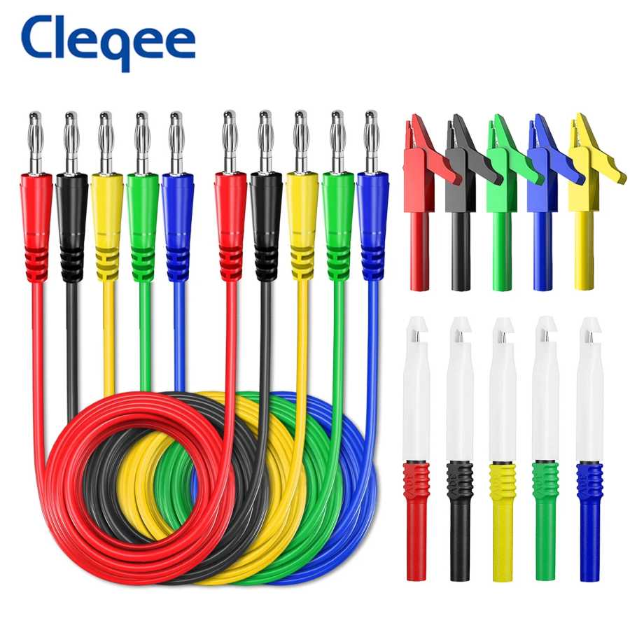 Набор тестовых проводов для мультиметра серии Cleqee: 4-мм штекеры типа &laquo;банан&raquo;, безопасные пробивные зонды, зажимы типа &laquo;крокодил&raquo;, набор автомобильных инструментов Инструменты для измерения и анализа