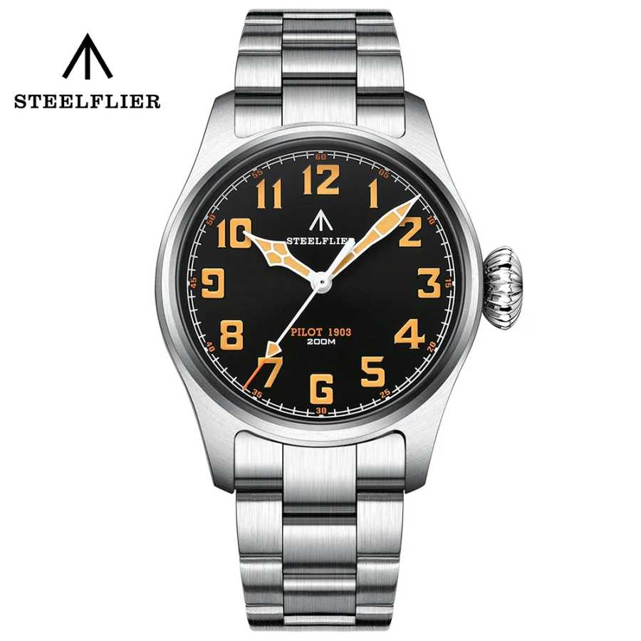 STEELFLIER Официальные SF740V Новые кварцевые наручные часы Super C3 Светящиеся 200 м Водонепроницаемые VH31 Mute Механизм Мужские модные деловые часы Мужские часы