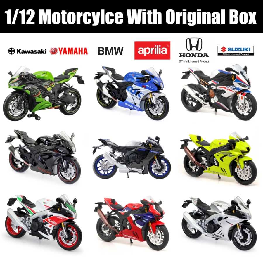 Игрушечная модель мотоцикла 1/12 BMW Kawasaki Ninja Suzuki Yamaha Honda CBR, литой под давлением мотоцикл, миниатюрная коллекция, подарок для мальчика с коробкой Играйте в транспортные средства и модели