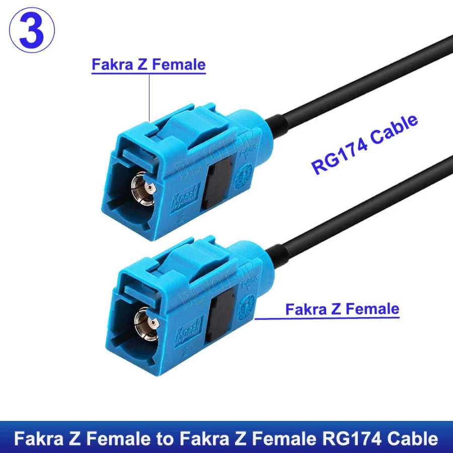 Фотография №3 товара RAL5021 универсальный кабель Fakra Z «папа/гнездо» RG174, удлинитель GPS-антенны, перемычка,