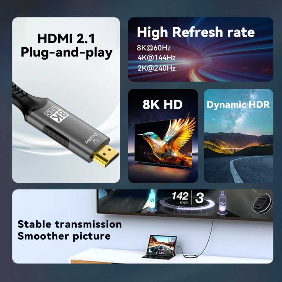 Фотография №2 товара Кабель USB C — HDMI 8K@60 Гц 4K@120 Гц Тип