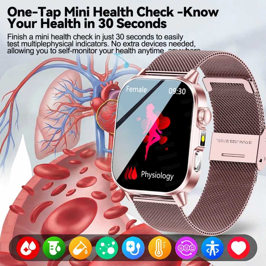Фотография №3 товара Смарт-часы 2026 Fashion Health для женщин: AMOLED-экран 2.0 дюйма, ЭКГ,