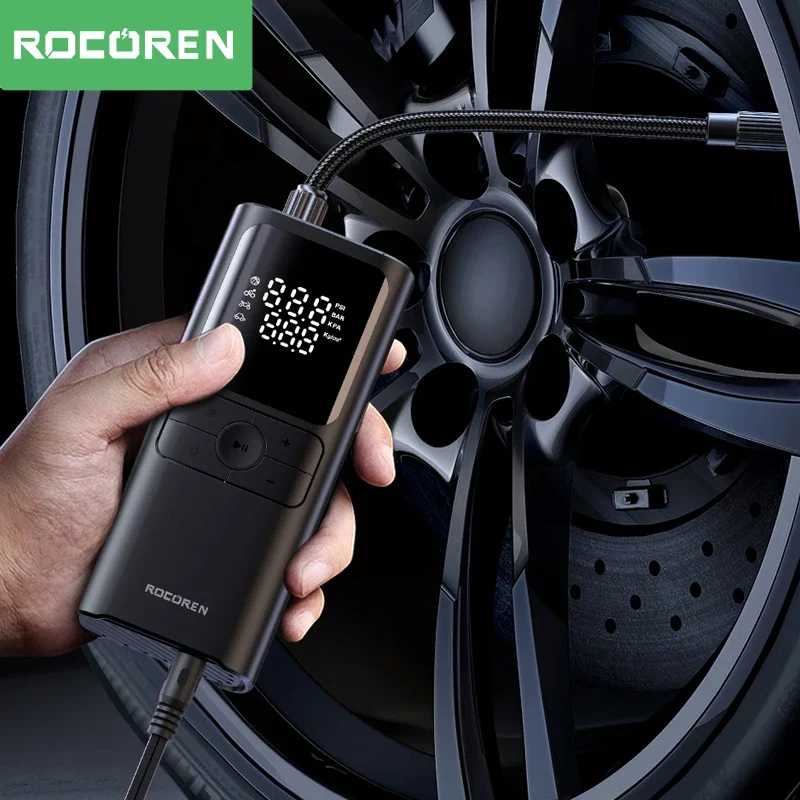 Rocoren автомобильный надувной воздушный насос портативный компрессор 12 В цифровой надувной высокого давления для автомобилей мотоциклы велосипед электрические шины Мытье и уход за машиной