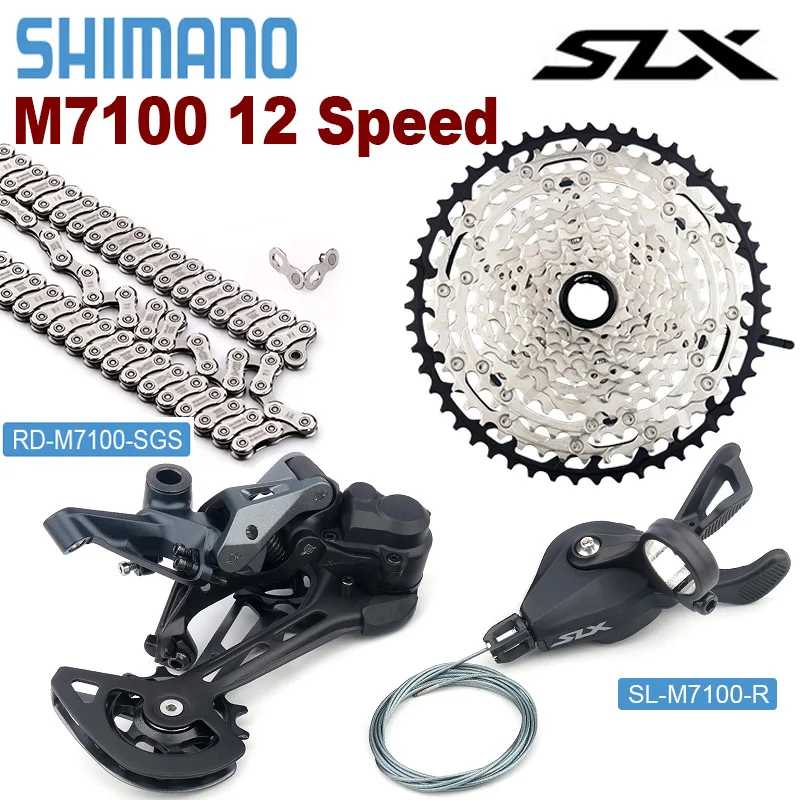 Shimano SLX M7100 MTB 12S Групповой переключатель переключателя M6100 Кассета 51T MS HG K7 12V Звездочка Велосипедная цепь 12-скоростной велосипедный набор Велоспорт