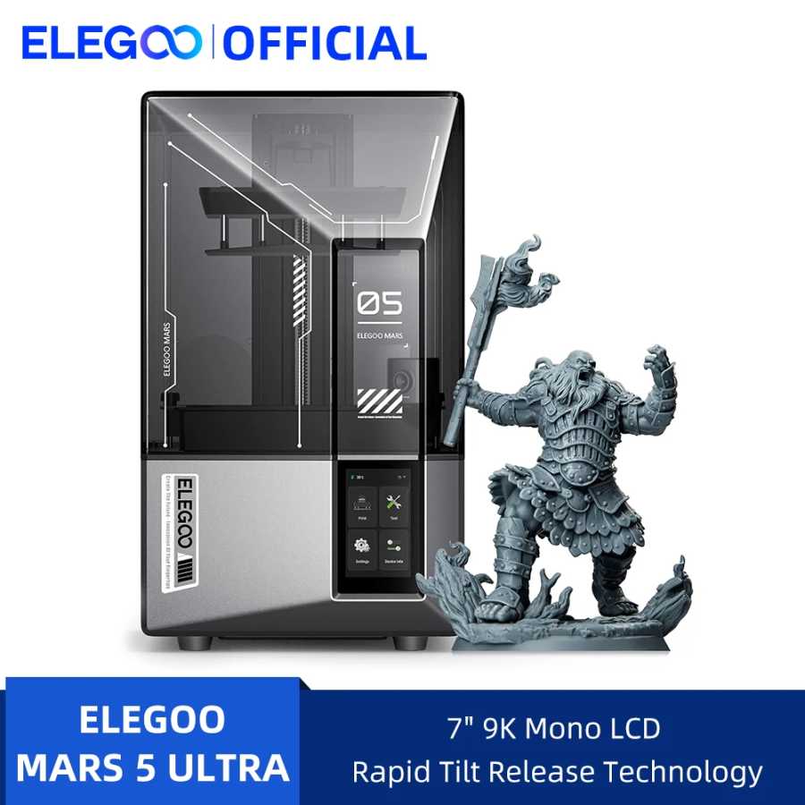 3D-принтер ELEGOO MARS 5 ULTRA 9K MSLA для печати смолой с автоматическим выравниванием и интеллектуальной камерой AI, высокоскоростная печать, размер 153.36&times;77.76&times;165 мм 3D-печать
