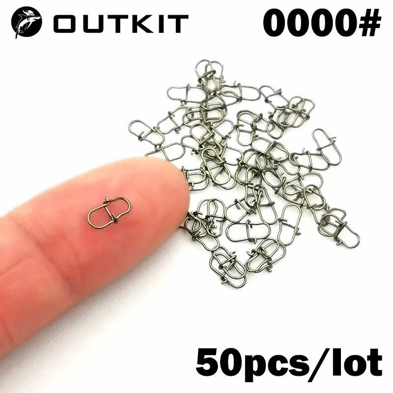 OUTKIT 50 шт., вертлюг из нержавеющей стали, аксессуары для рыбалки, разъем, зажим для приманки, вращающиеся вертлюжки, снасти для морской рыбалки Для рыбалки