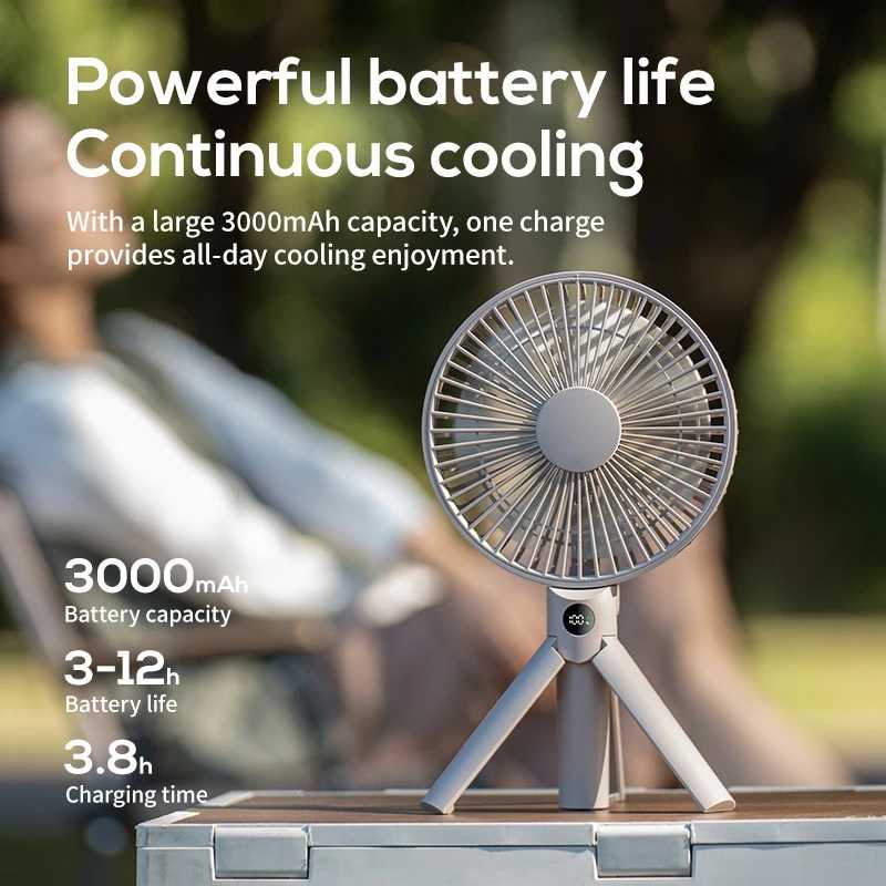 Фотография №1 товара Складной портативный вентилятор Lenovo с функцией штатива, 3000 мАч, 4