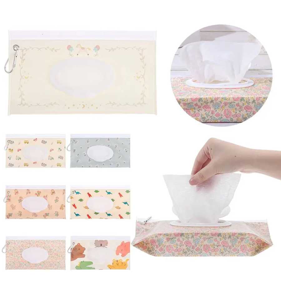 Милая сумка для влажных салфеток из ЭВА с откидной крышкой, многоразовая косметичка, портативный чехол с застежкой для дома и путешествий Ребенок пеленки & салфетки