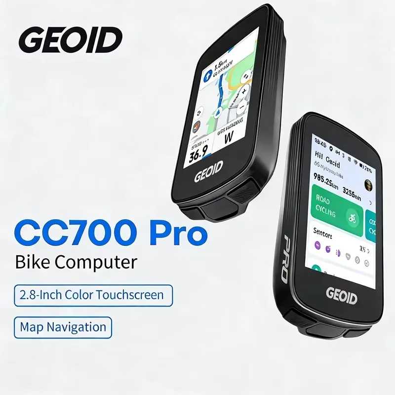 Велокомпьютер GEOID CC700 Pro с 2,8-дюймовым сенсорным экраном, GPS-спидометр, навигация по глобальным картам, одометр для велоспорта, совместимость с Strava Велоспорт
