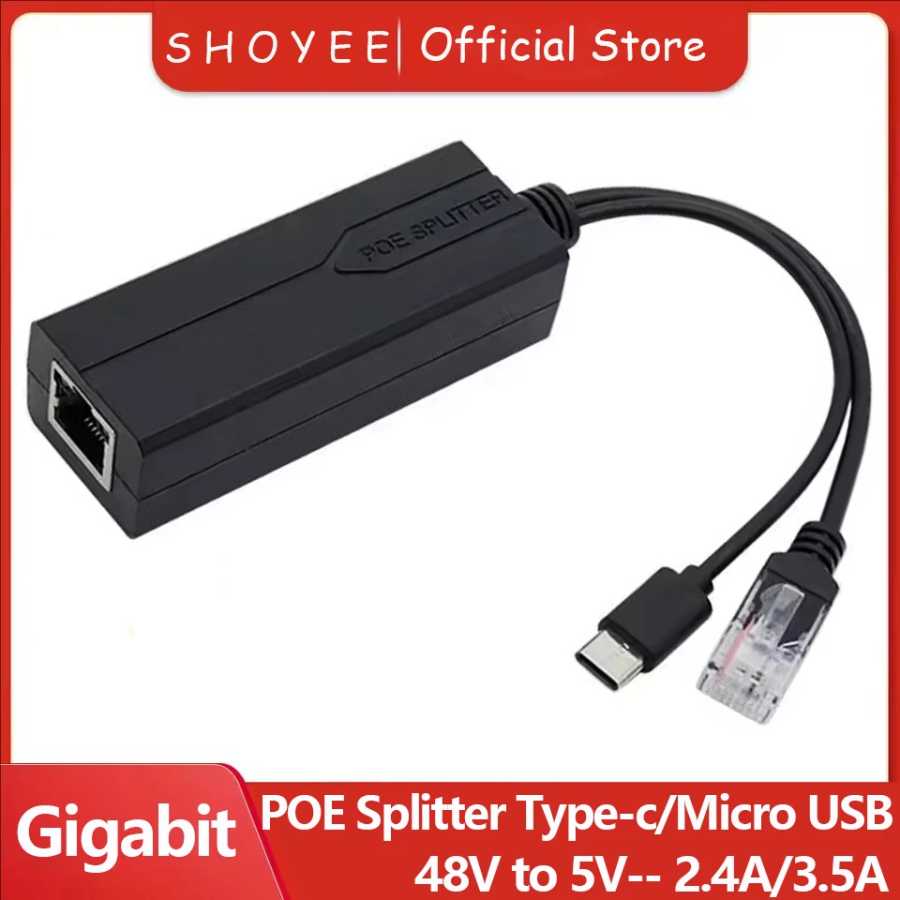 POE Splitter 48V to 5V Micro USB tpye-C 100Mbps and1000Mbps Gigabit POE Camera Injector Power Supply for Huawei Hikvision Доступ к автоматизации здания
