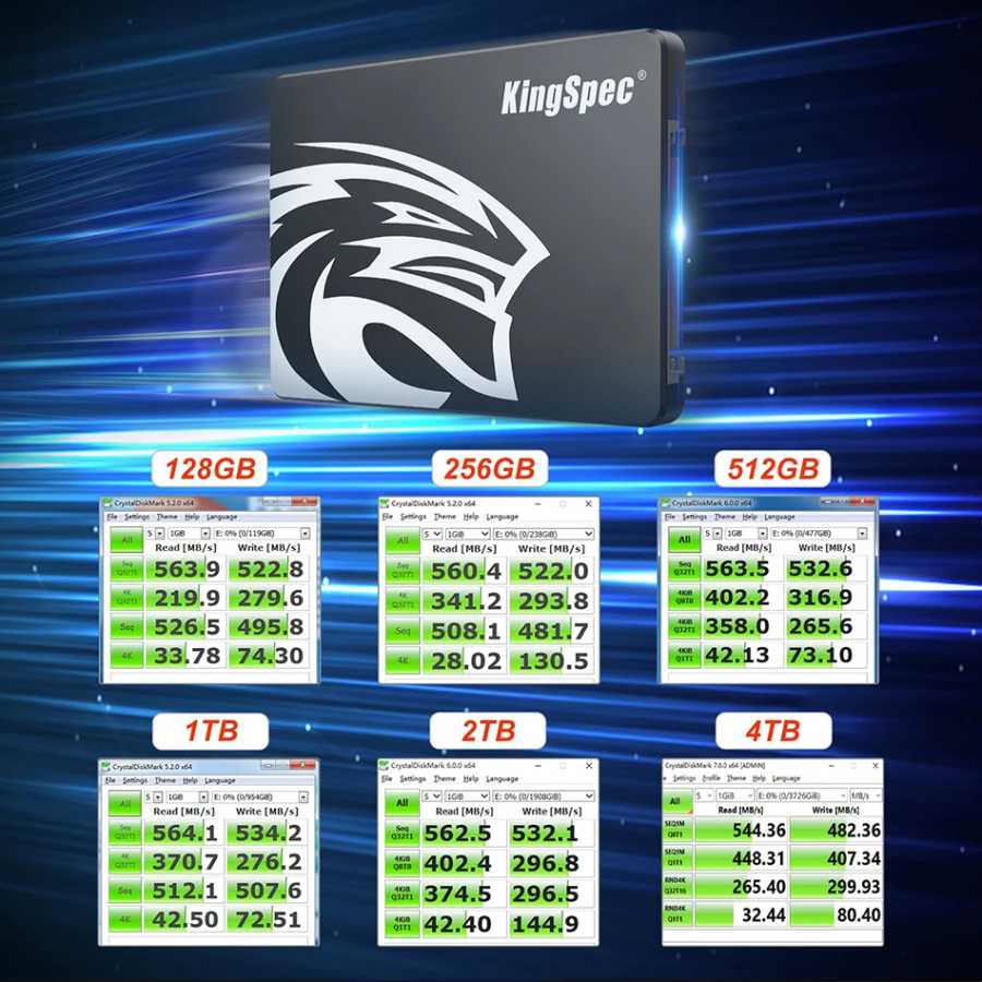 Фотография №2 товара KingSpec SSD 2,5 дюйма SATA3 256 ГБ 64 ГБ 128