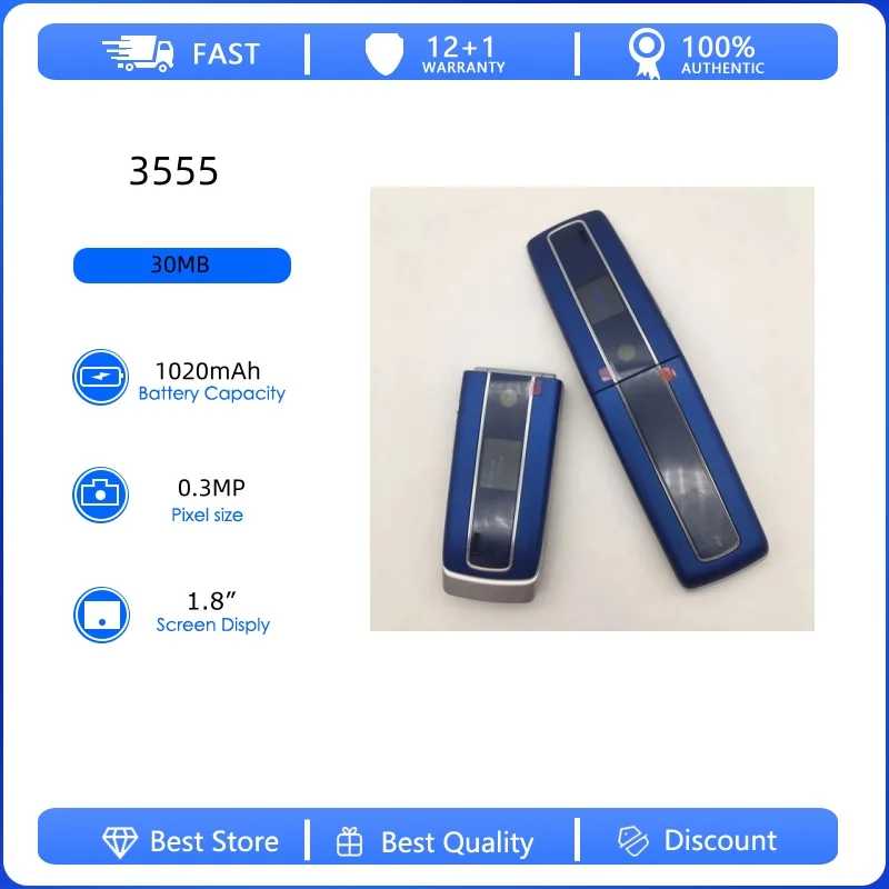 Разблокированный восстановленный оригинальный мобильный телефон 3555 3G с одной SIM-картой, Bluetooth, русской, арабской, ивритской клавиатурой, произведенный в Финляндии Б/У и восстановленные телефоны