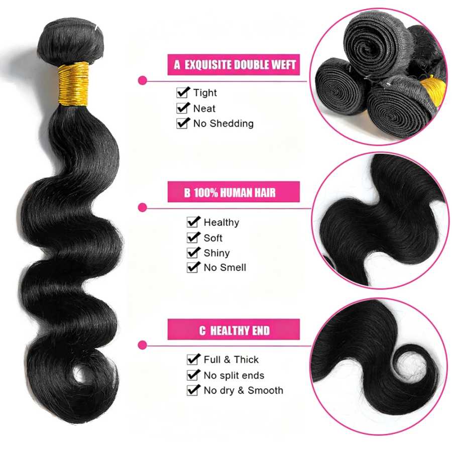 Фотография №2 товара Наборы волос Body Wave из 100% натуральных человеческих волос с