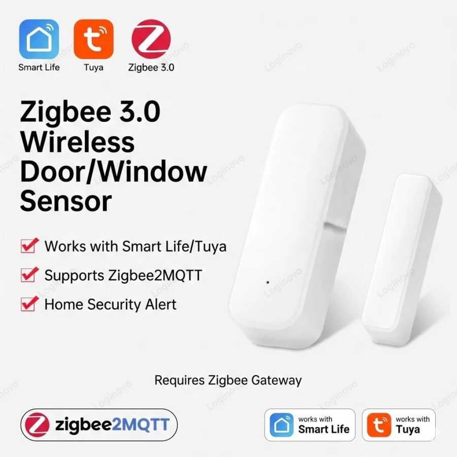 Датчик открытия двери/окна Zigbee для умного дома, беспроводной, противовзломный, магнитный, совместимый с TUYA Z2M Доступ к автоматизации здания