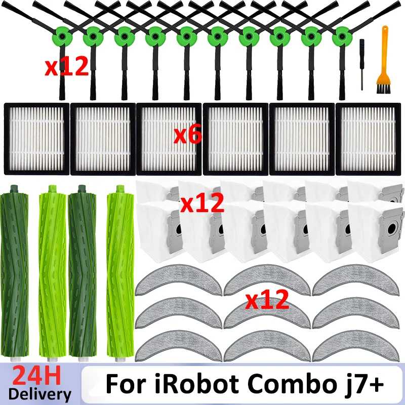 Для iRobot Roomba Combo j7+, j9+, 10 Max, часть робота-пылесоса, основная боковая щетка, фильтр Hepa, аксессуары для швабры, замена Запчасти для бытовой техники