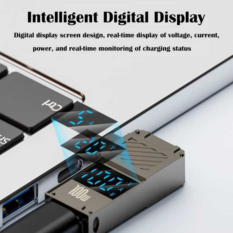 Фотография №4 товара Конвертер USB-C в постоянный с цифровым дисплеем, быстрая зарядка PD,