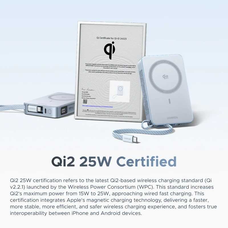 Фотография №5 товара UGREEN Qi2.2 25W Power Bank с быстрой зарядкой 10000 мАч