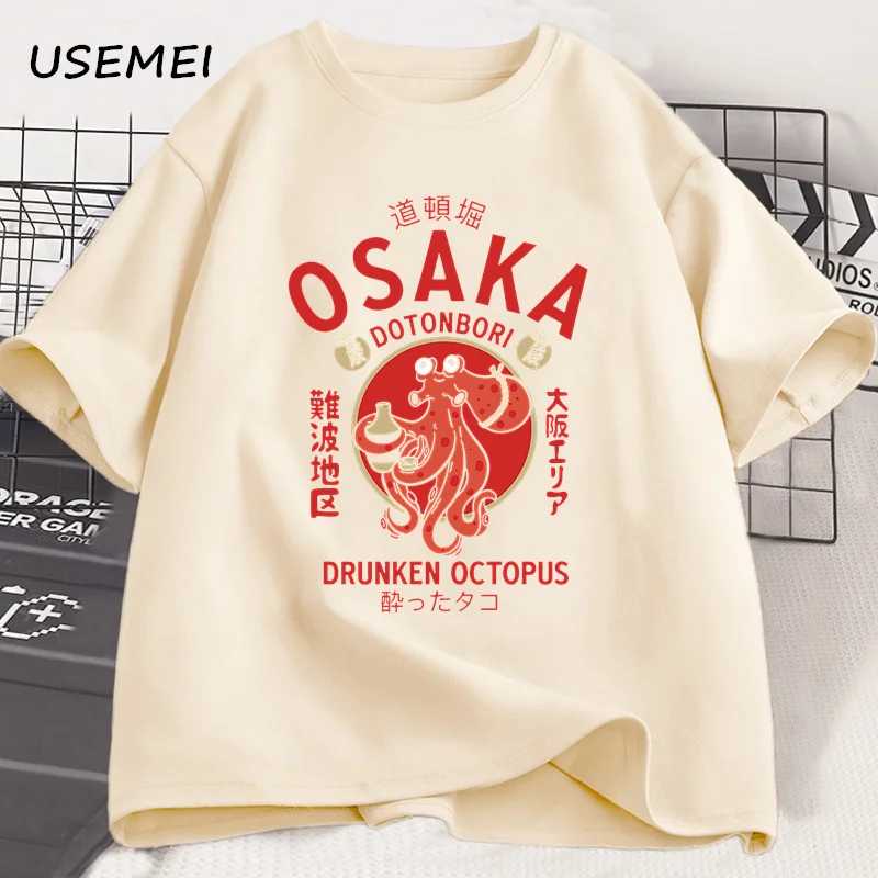Osaka Dotonbori Drunken Octopus графические футболки в японском стиле уличная футболка для любителей еды хлопковые винтажные футболки с короткими рукавами Футболки и майки