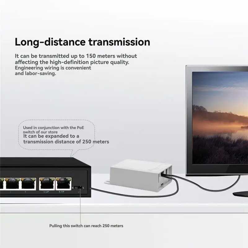 Фотография №2 товара ОБЯЗАТЕЛЬНО Водонепроницаемый гигабитный Ethernet-сплиттер POE 1000/2500M IEEE 802.3Af/At 25W, адаптер