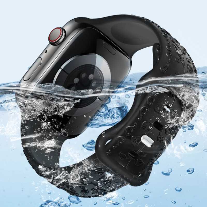 Фотография №2 товара Ремешок с цветочной гравировкой для Apple Watch band 44 мм