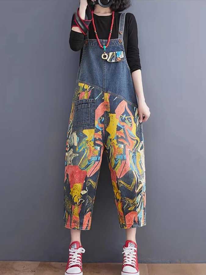 Фотография №5 товара AmaxluluE уличная одежда, летние женские модные джинсовые комбинезоны, свободные винтажные